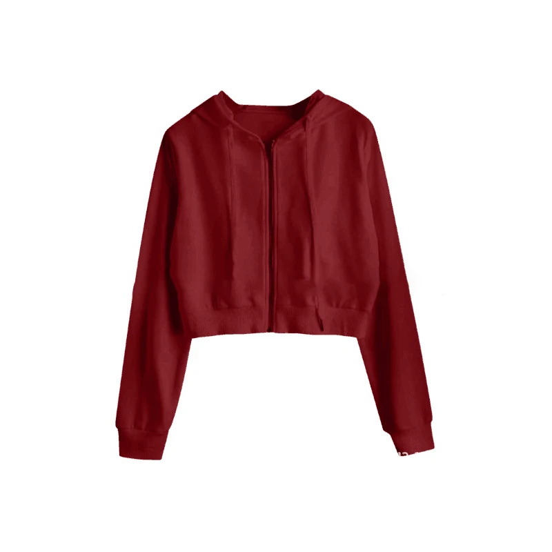 

DiiWii Women pure color short thin zipper cardigan hoodie Female hoodie spring 2021 new