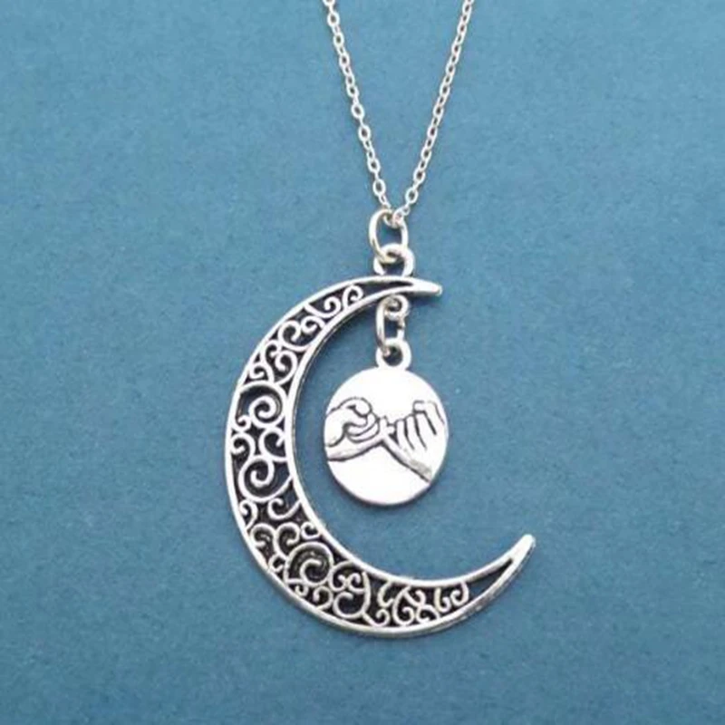 Trendy Hollow Crescent Moon Necklace Pendant For Women Angel Saturn Star Dog Paw Print Heart Choker Steampunk Jewelry Bijoux images - 6