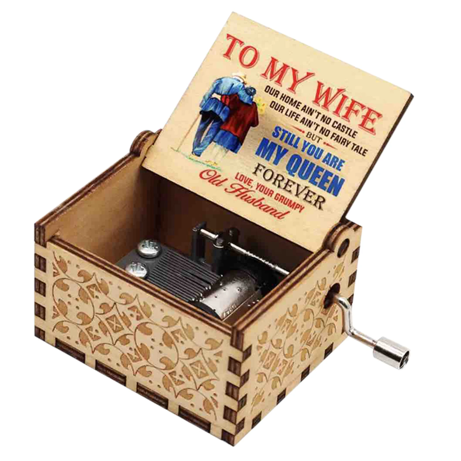 

Engraved Wooden Music Box Hand-cranked Music Box for Daughter Wife Birthday Festival Gifts NSV775