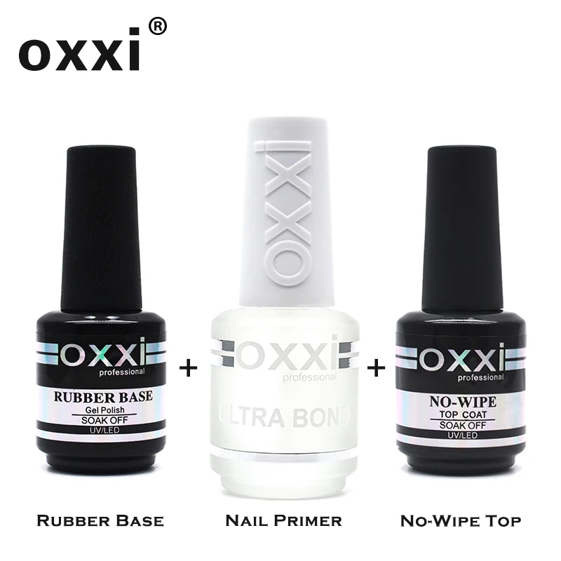 OXXI New a Set of Gel Varnish Primer For Nails UV Permanent Rubber base and Top Coat Gel Nail Polish Ultrabond Acid Free Lacquer