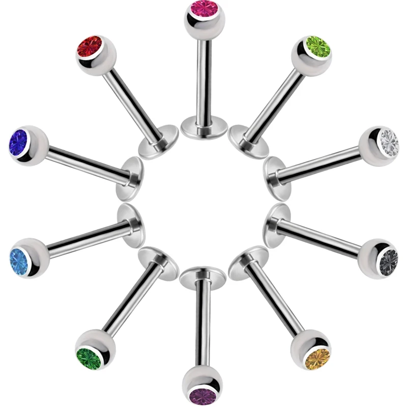 Imixlot 10 шт./лот хрустальный шар Mixd штанга Из Нержавеющей Стали кольцо для хряща и