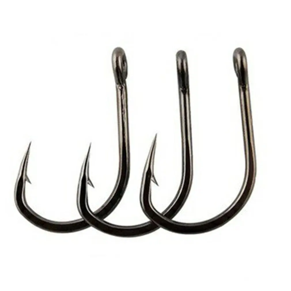 

100pcs/box Fish Hook High Carbon Steel Barbed 3#-12# 10 Series In Fly Fishing Hook Worm Pond Fishing Bait Holder Jig Hole Pesca