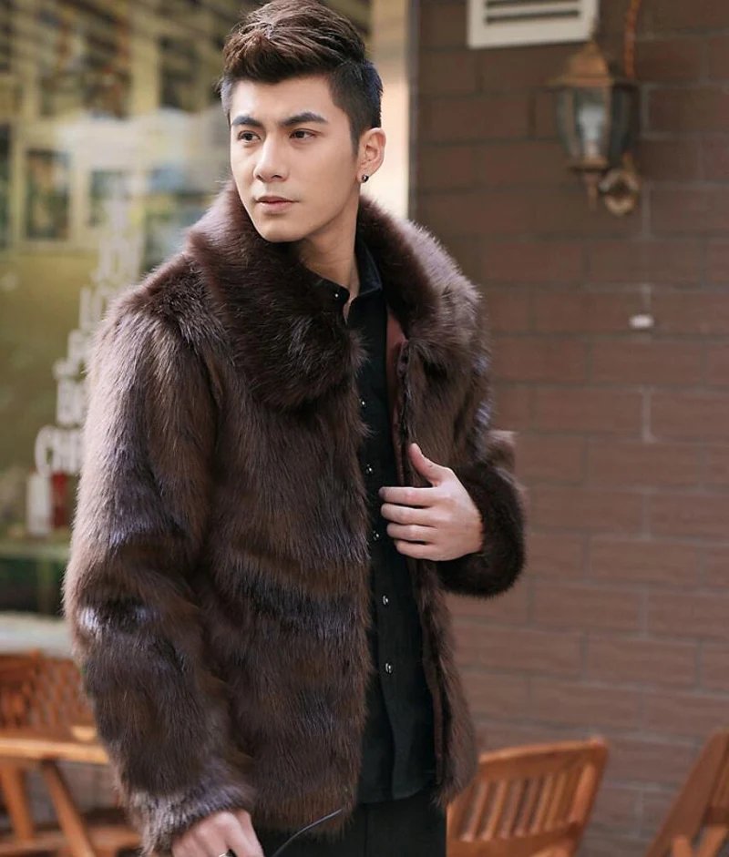 Куртка мужская зимняя из искусственного меха искусственный Лисий мех с