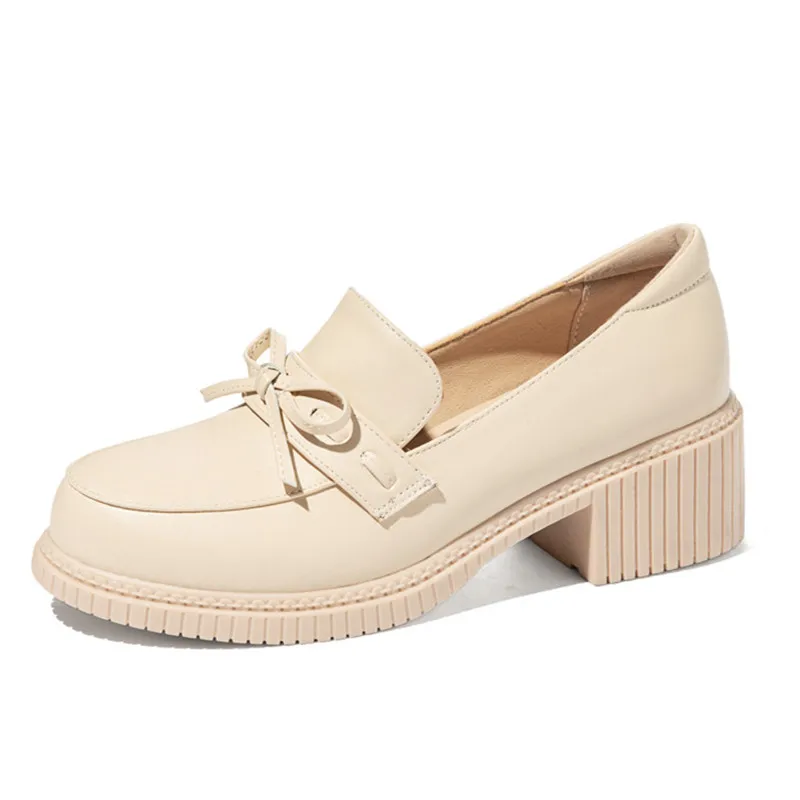 

Platform Mary Jane Women's Shoes 2021 New Spring Lolita Bowknot Slip-on High Heels White Student Worker Female Shoes Size 33-43