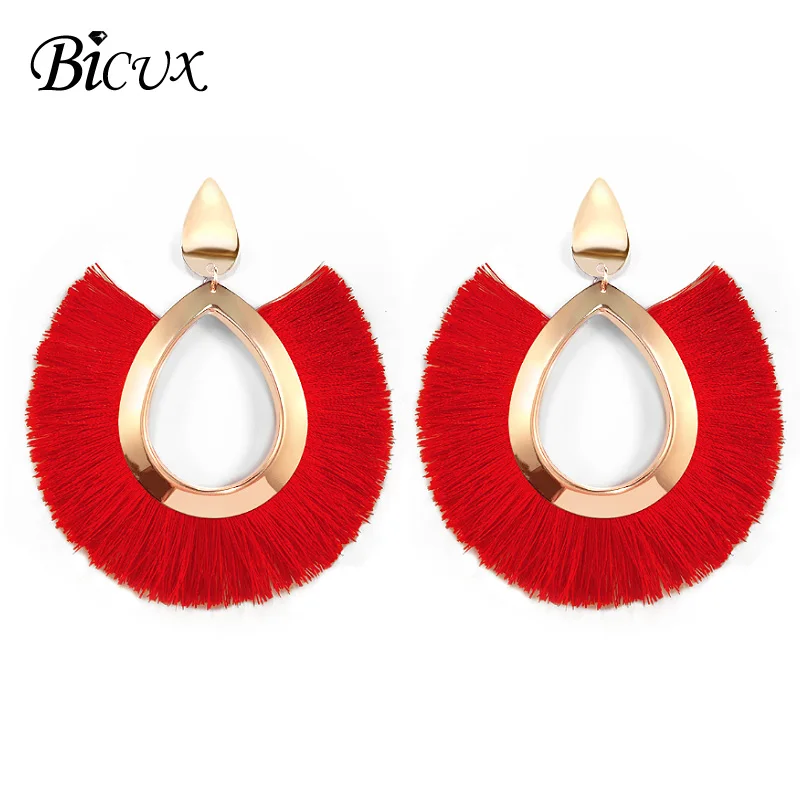 Женские богемные серьги-подвески BICUX крупные серьги ручной работы с кисточками и