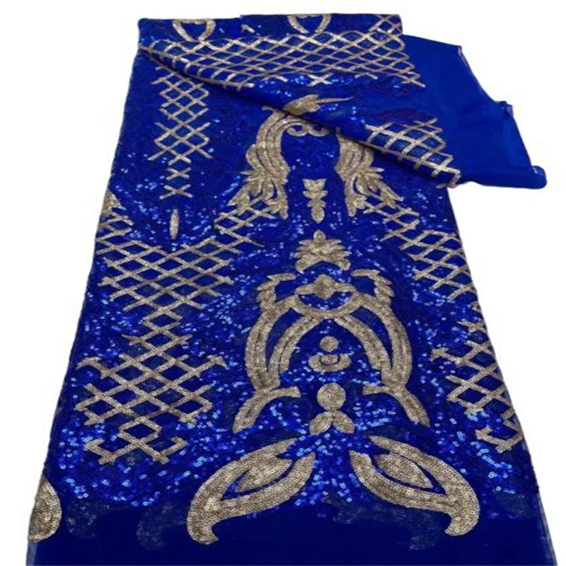 

Королевская Синяя нигерийская сетчатая кружевная ткань, африканские блестки, кружевная ткань высокого качества, французская фототкань с б...