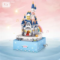 loz princess castle cuterotating music box diy block micro building brick toy gift for girls kids