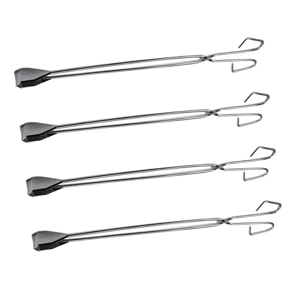 

4pcs Stainless Steel Pick Tools Long Garbage Clip Scissor Shape Portable Tongs for Outdoor (60cm)