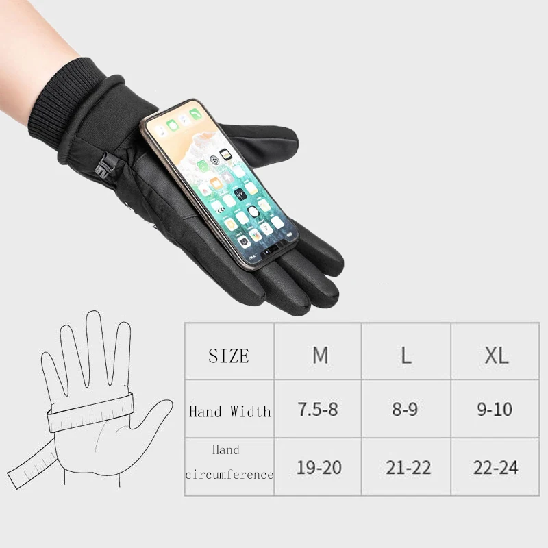 

BISON DENIM Winter Warm Men Gloves Touch Screen Non-slip Waterproof Thicken Skiing Cycling Outdoor Sport Warm Gloves S055