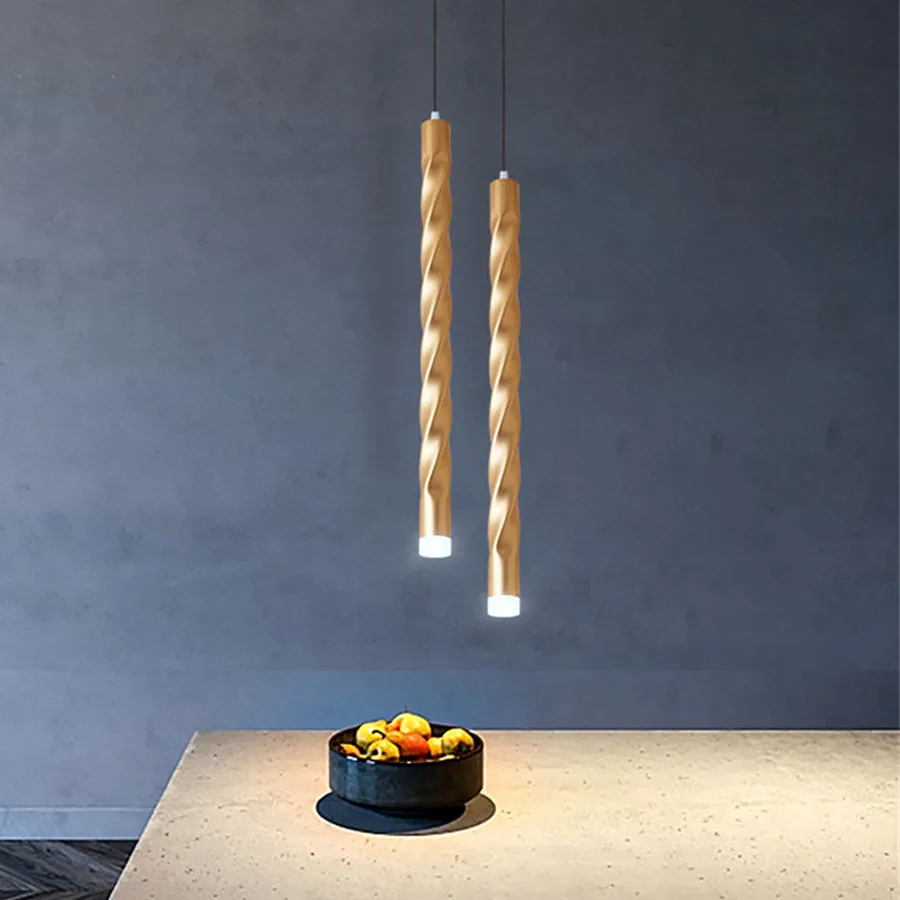 Thrisdar 60 см спираль Форма длинные светодиодный подвесной светильник Кухня остров
