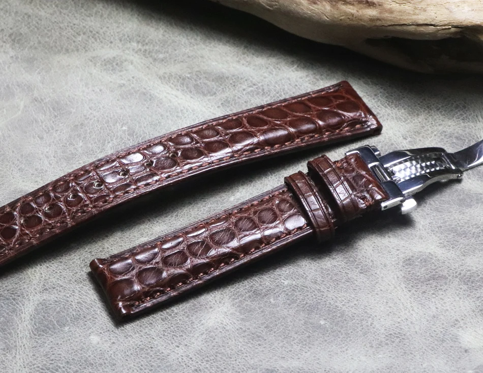 

Watchband 18 19mm 20mm 22mm 21mm high quality Crocodile Grain soft Genuine Leather bands Black Brown Watch Straps for Omega Mido