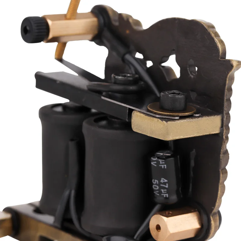 Cheap-Tattoo-Machines gun leaf copper Handmade Tattoo Machines Gun 10 Wrap Coils Cast Iron Machine For Liner/Shader | Красота и