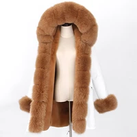 Long parka Waterproof winter jacket women real fur coat natural fox fur collar hood thick warm streetwear detachable