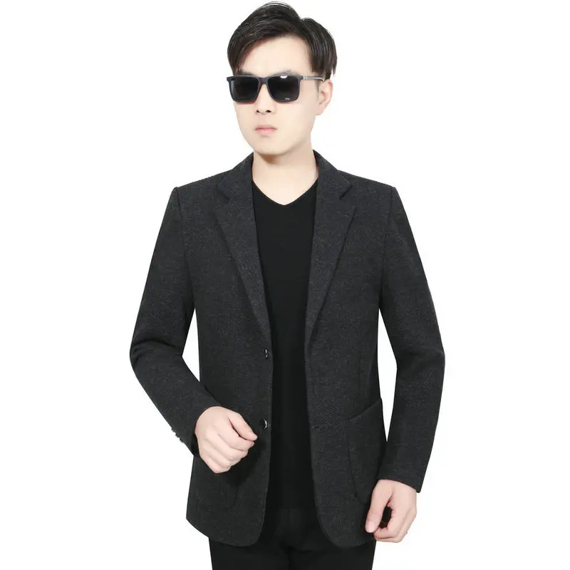 Мужской твидовый Блейзер элегантный деловой Повседневный пиджак с английским