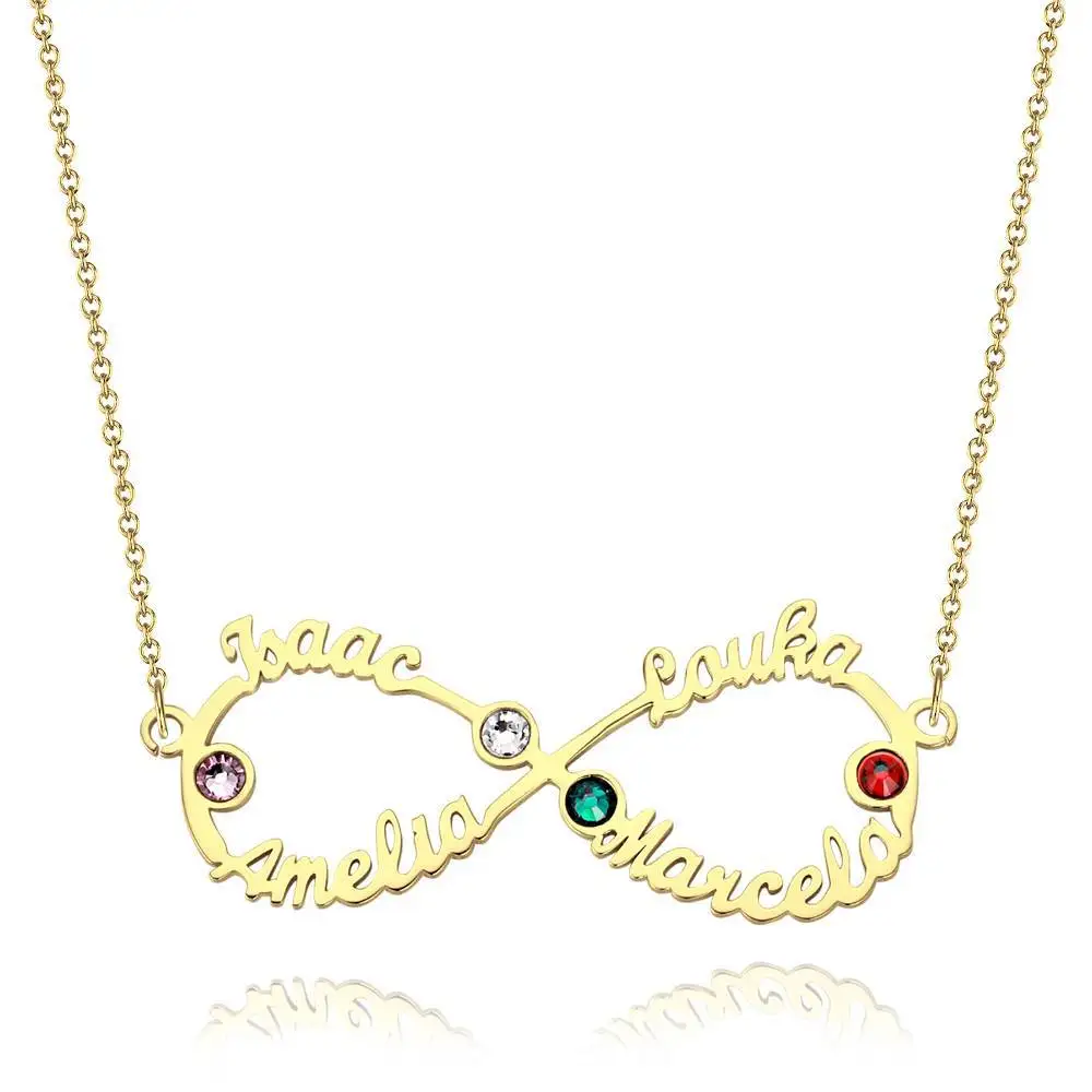 

Noelia Custom Four Name and Birthstone Forever Unlimited Pendant Necklace with Jewelry Gifts for Women Mom Kids Necklace