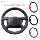 GERAYBU изготовленный на заказ DIY оригинальный черный чехол рулевого колеса автомобиля из искусственной кожи ручной работы для Audi A6 2000-2004 A3 A8 2000-2003