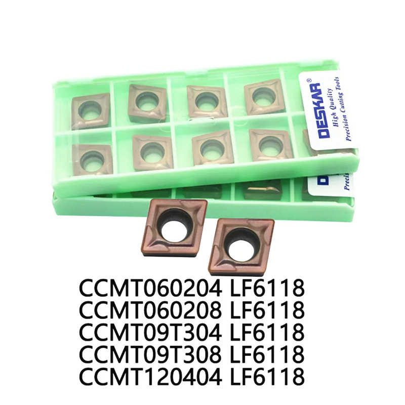 Токарные пластины, твердосплавные втулки для работы с ЧПУ, CCMT060204 LF6118 CCMT120404 CCMT09T304, для нержавеющей стали, 10 шт.