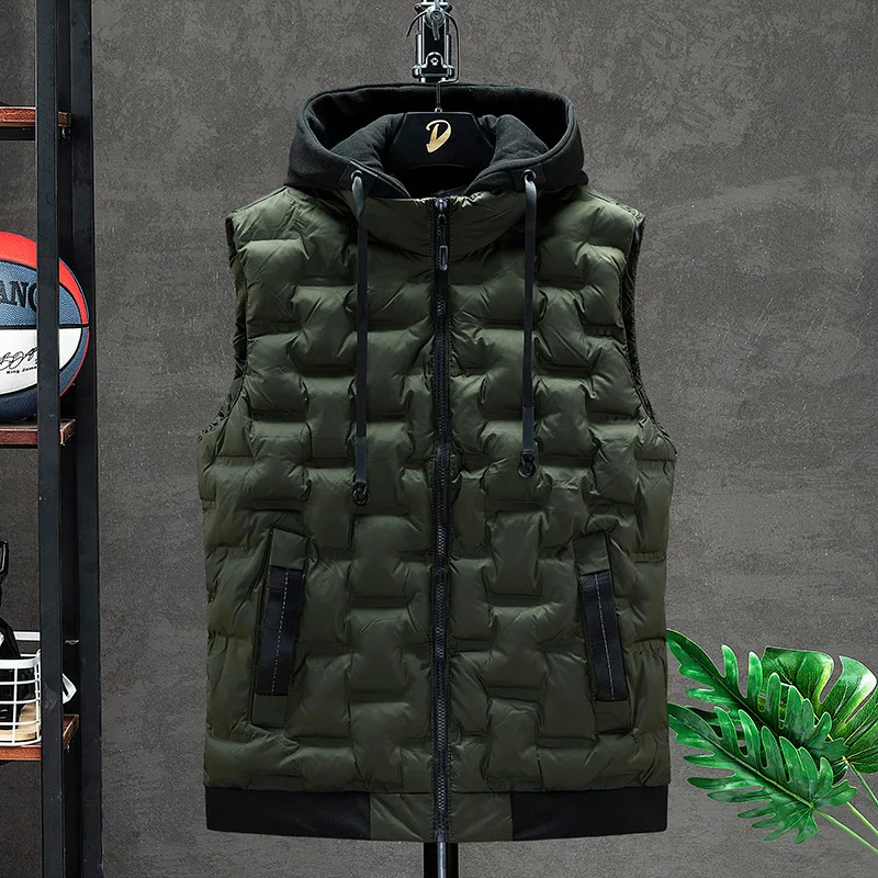 

Brand Waistcoat Autumn Bubble Padded Warm Sleeveless Jacket Thermal Soft New Fashion Cotton Plus Size Men Casual Vest