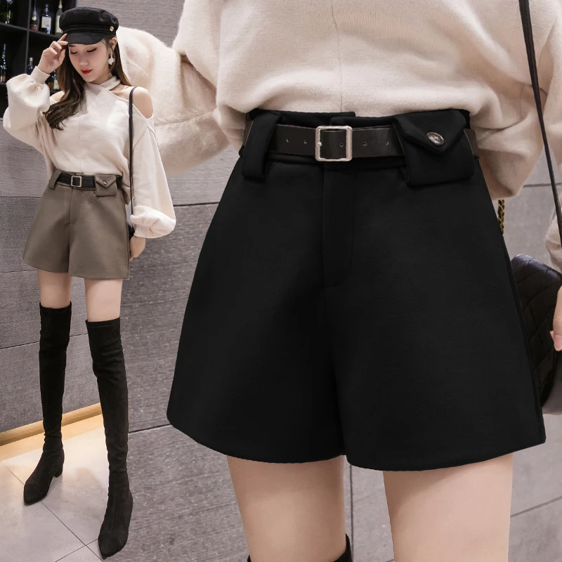 KINOMI Осень Зима шерстяные женские шорты трапециевидной формы корейский стиль