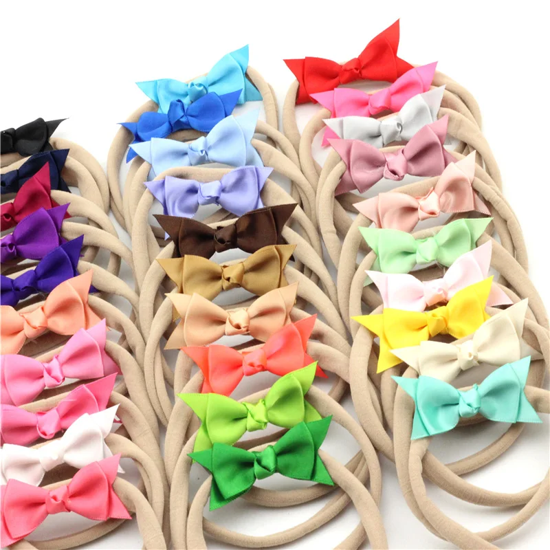 Ободок для волос с бантом новорожденных нейлоновая обтягивающая повязка на