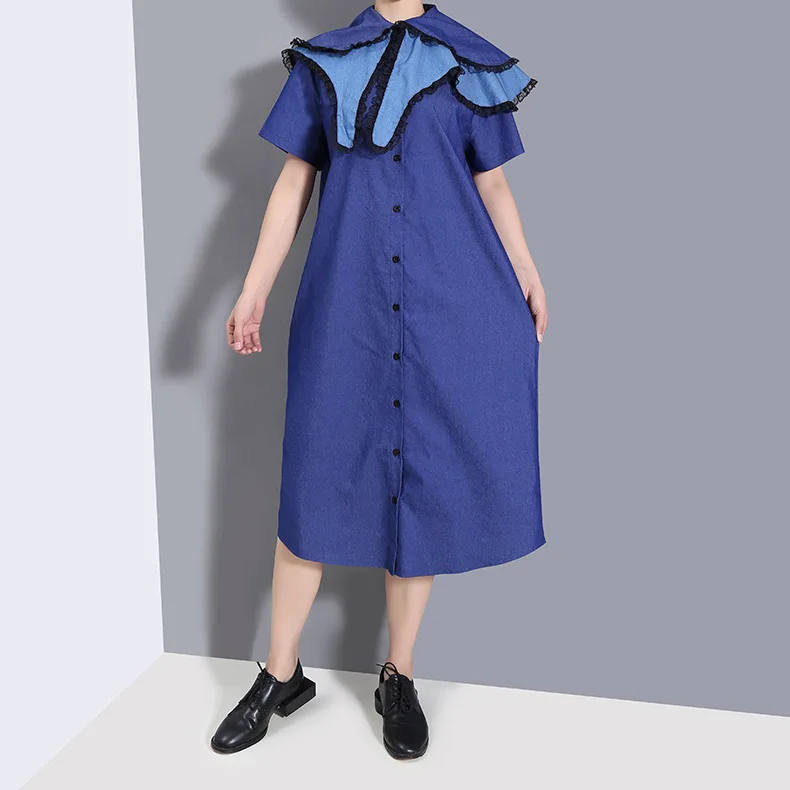 

Fashion summer new temperament was thin skirt ruffled collar dress