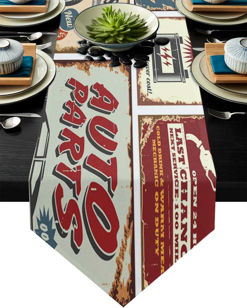 

Vintage Car Road Mechanic Poster Table Runner Kitchen Decor Tablecloth Christmas Decor for Home Table Wedding Table Runner