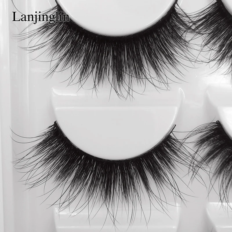 LANJINGLIN 10 коробок/лот норковые ресницы натуральные длинные накладные 100% ручная