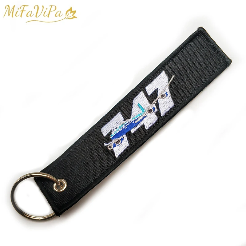 MiFaViPa Boeing 747 Fashion Trinket Airplane Keychain Strap Embroidery Aviation Key Chain for Men Gift Luggage Tag Keyrings | Украшения и