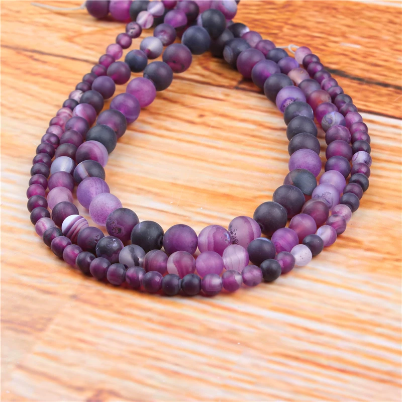 

4/6/8/10/12mm Purple Stripes Natural Stone Beads Loose Stone Round Beads For DIY Jewelry Bracelet Necklace Make