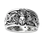 Кольцо с изображением лисы с девятью хвостами в старинном мифологическом стиле, Винтажное кольцо старого серебряного цвета, мужские подарки на день рождения, ювелирные изделия, бижутерия