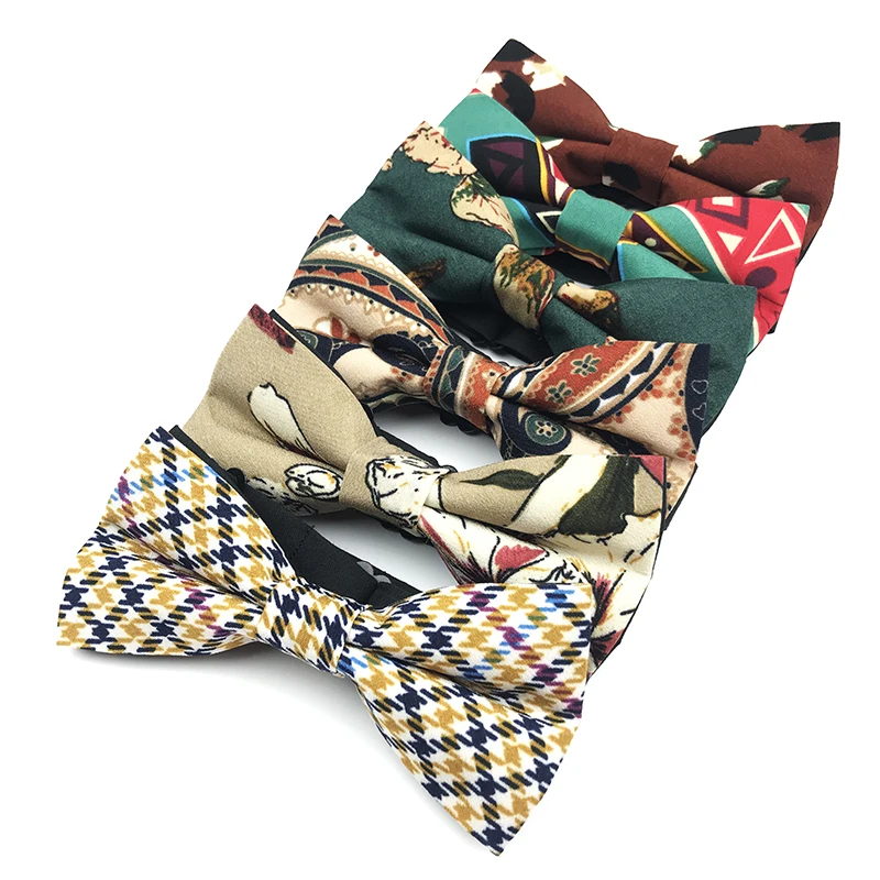 Смесь хлопка с полиэфиром галстук бабочка принтом для мужчин модный шифоновый