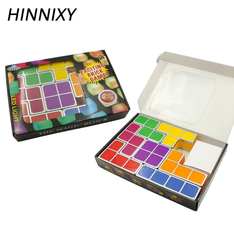Новинка Hinnixy Tetris Puzzle Light Стекируемый светодиодный прикроватный декор для детей освещение 3D Ретро игра башня лампа красочный кирпич DIY игрушки