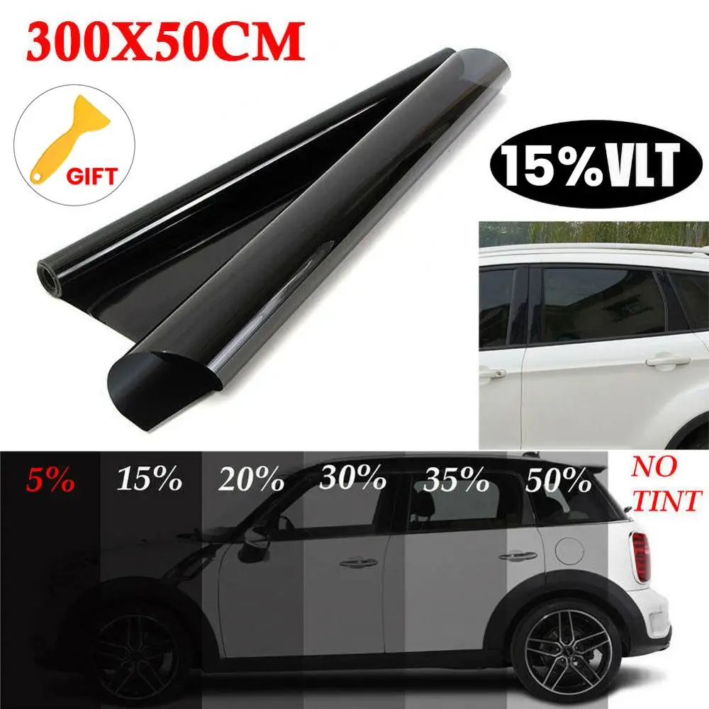 Тонировочная пленка для окон автомобиля черная 300 см х 50 рулон 15%-50% VLT УФ + изоляция