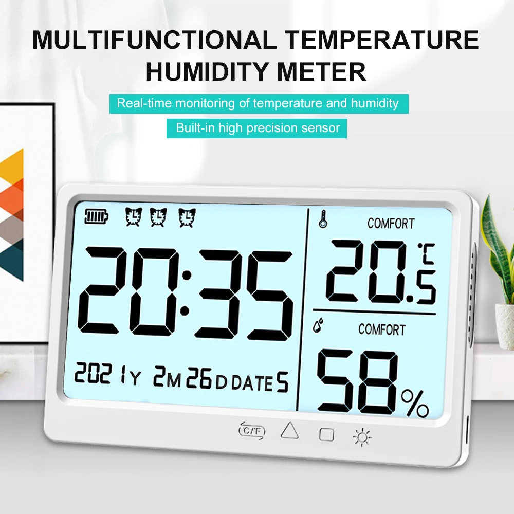 

Multifunctional Temperature And Humidity Meter Backlight High Precision Thermo-Hygrometer Digital Thermometer Indoor Hygrometer