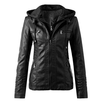 2021 new women autumn winter slim faux soft leather jackets coats lady black pu zipper epaule motorcycle streetwear female t1g