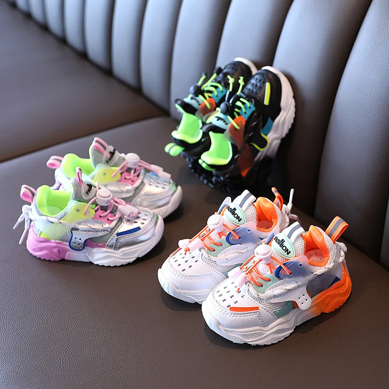 

Children's Shoes 2021 Spring and Autumn New Girls' Sports Shoes Children's Shoes Boys Solid Light-soled Breathable Mesh Shoes