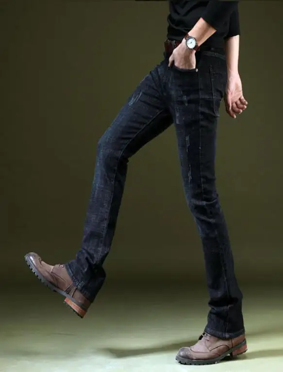 Jeans Men Denim Flare Pants Men's mid-waist jeans Mens slim Flared Leg Jeans Men's ripped denim trousers