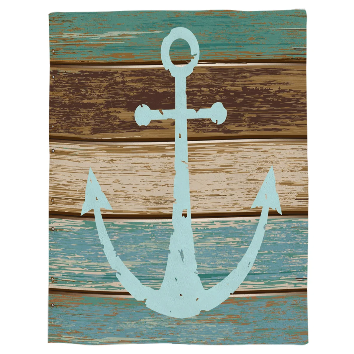 Винтажное покрытие для кровати с изображением якоря древесины Фланелевое