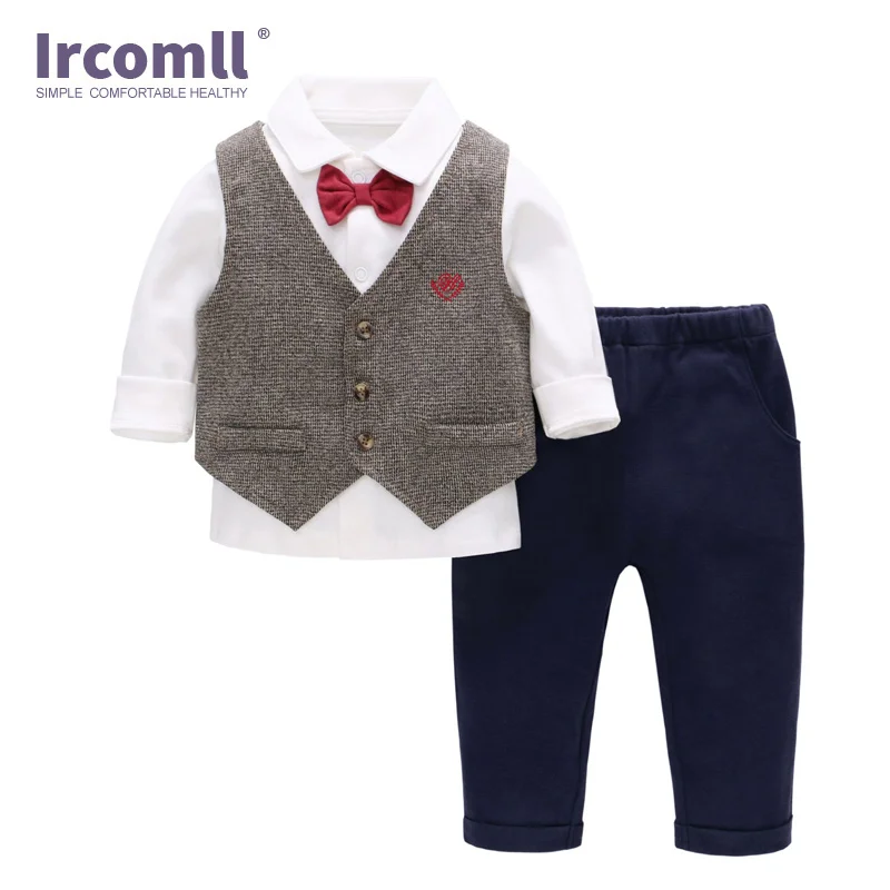 

Ircomll комплект одежды для малышей мальчиков 2020 Весенняя детская одежда костюмы 3 шт. жилет + галстук-бабочка футболка + брюки подарок на день р...