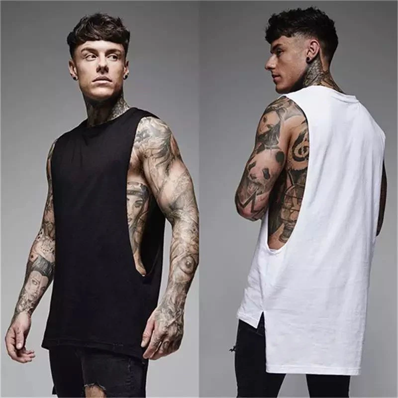 

Extend Cut Off Vest Gym Clothing Open Side Bodybuilding Fitness Tank Tops Men Fashion Hip Hop Workout Sports Sleeveless Shirts