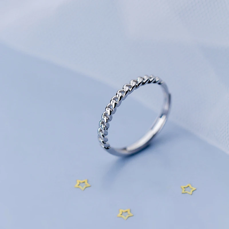 Женское кольцо с полой цепью MloveAcc минималистичное из стерлингового серебра 925