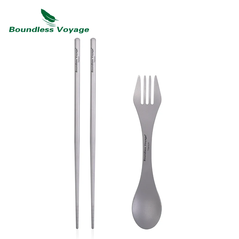 

Boundless Voyage Titanium 2in1 Fork Spoon Tableware Kitchen Flatware Outdoor Camping Dinnerware Dishwasher Safe Cutlery with Bag