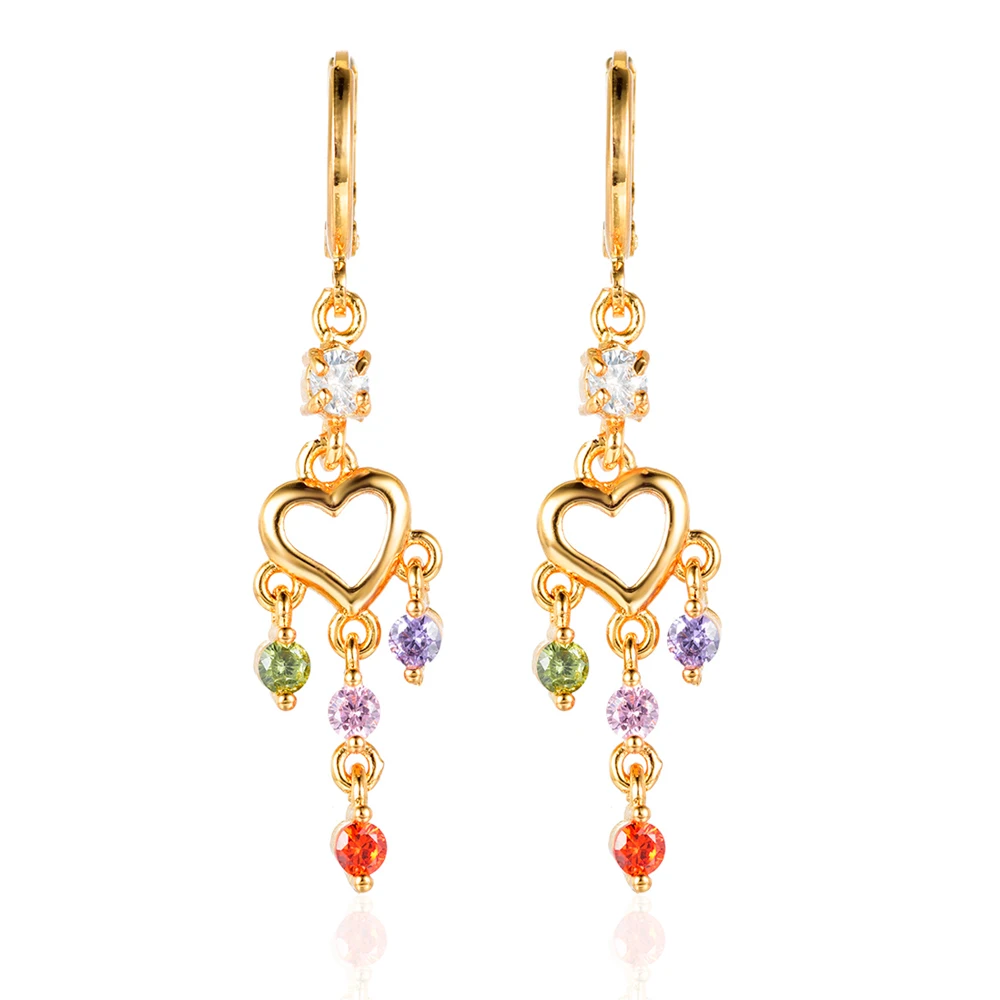 Модные длинные висячие серьги золотого цвета с кубическим цирконием в форме