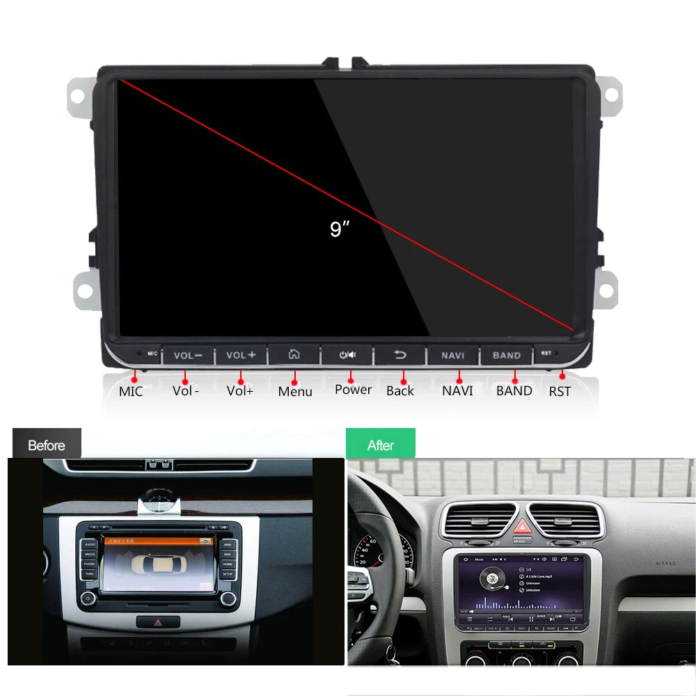 Funrover ips 2 din Android 9,0 Автомобильный dvd стерео gps для Volkswagen Polo Tiguan passat b5 b6 fabia mirrorlink wifi BT авто радио