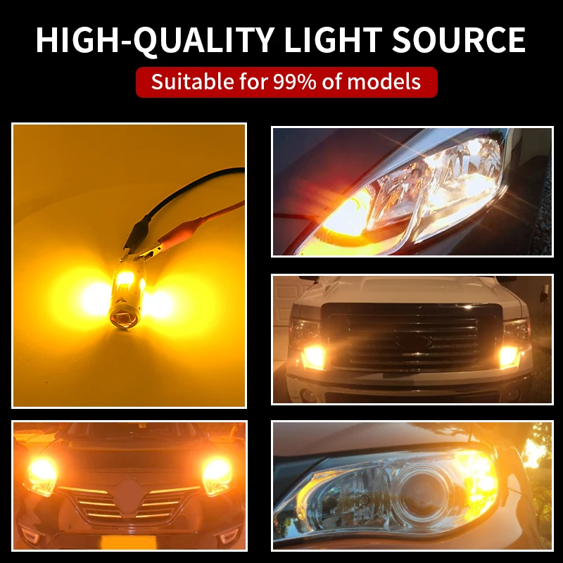 2x автомобиль 7440 светодиодный Нет Hyper флэш Янтарный Желтый 16 SMD 3232 T20 W21W 1156 7507 BAU15S