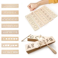 1set wooden toys educational montessori pen control boards learning word spelling letter number groove cognition writing board