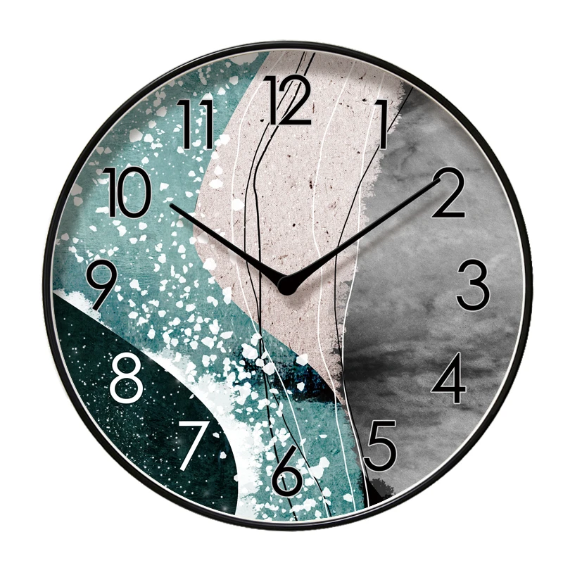 

Round Creative Mute Modern Design Large Wall Clock Clocks for Home Kitchen Living Room Decor Battery Operated Silent
