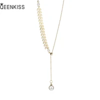 qeenkiss nc707 fine jewelry wholesale fashion trendy woman girl birthday wedding gift wheat 18kt gold clavicle pendant necklace
