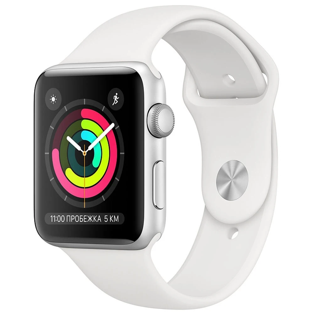 Смарт часы Apple Watch Series 3 38 мм серебристый спортивный ремешок|Смарт-часы| |