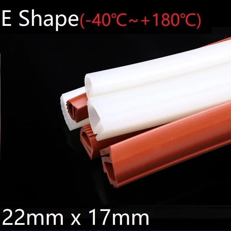

E Shape Seal Strip 22mm x 17mm Soft Silicone Rubber Car Sealing Bar Oven Freezer Door Steaming Machine Weatherstrip Red White